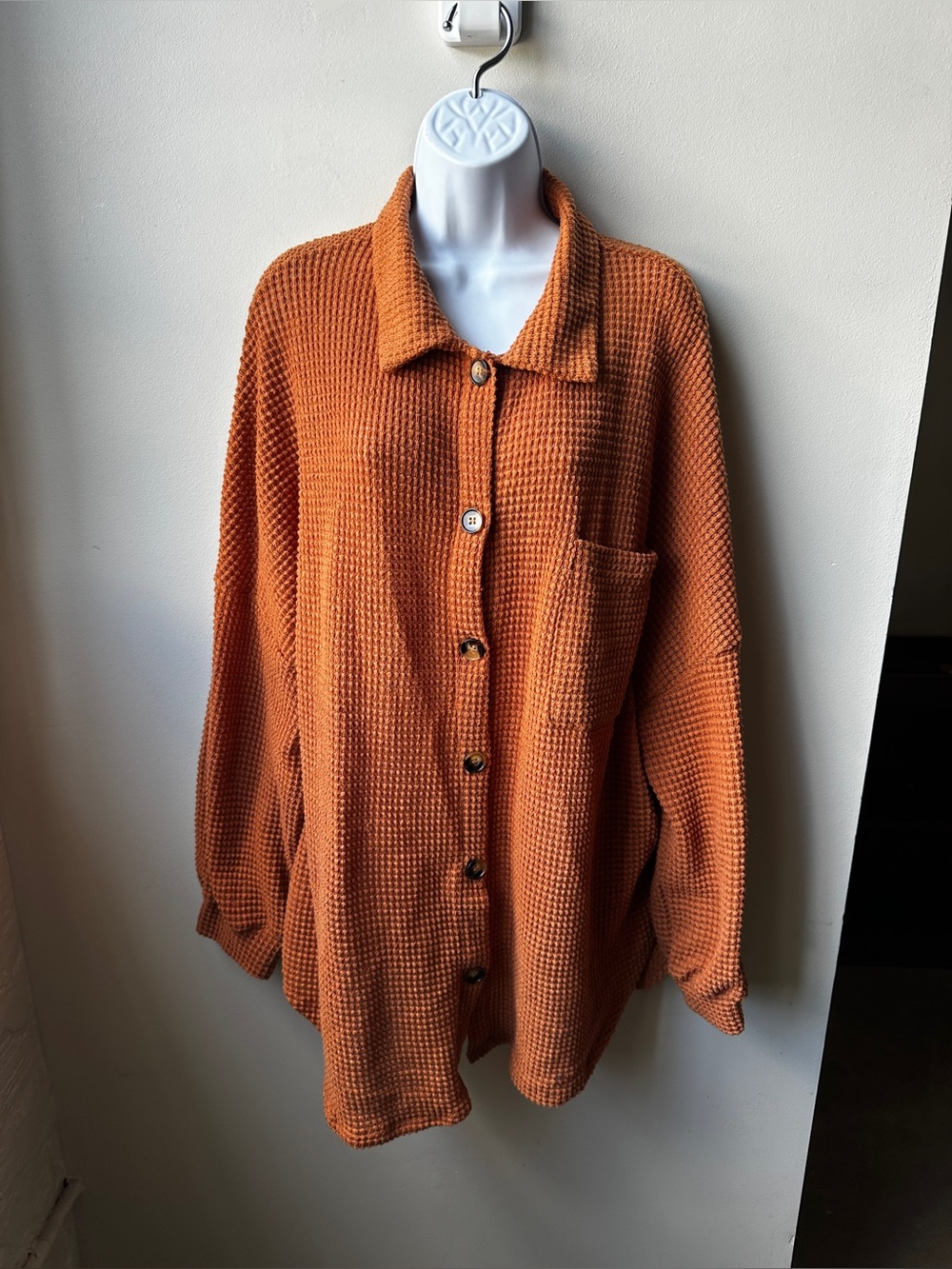 Oversized Collared Neck Waffle Knit Shacket Rust
Button Up Shirt Coastal Boho
